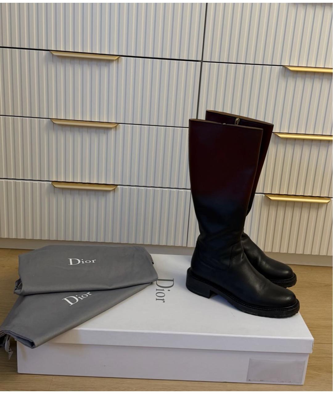 CHRISTIAN DIOR Черные кожаные сапоги, фото 2