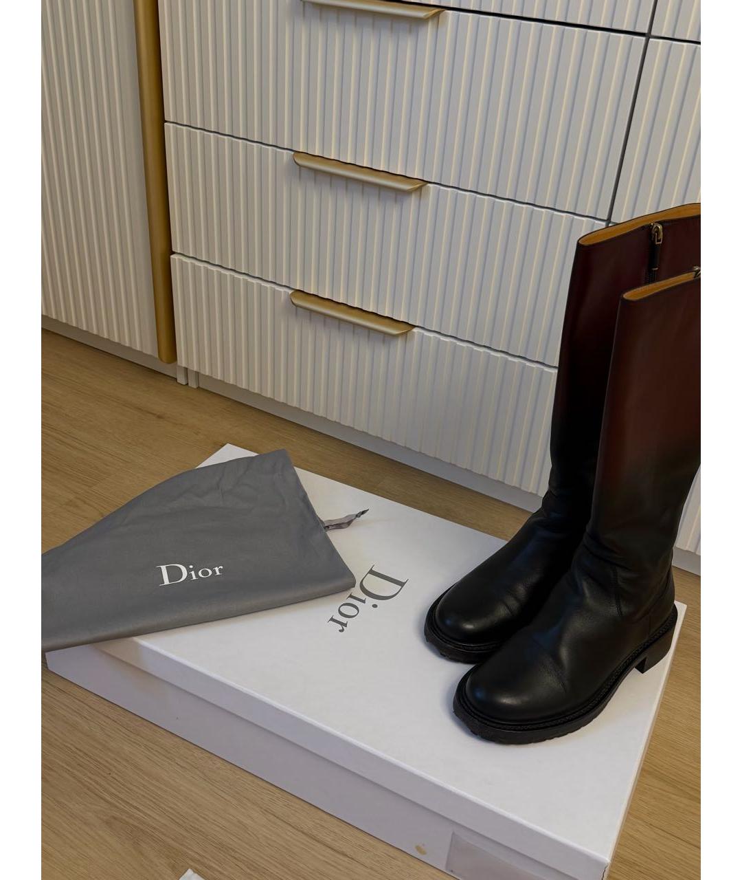 CHRISTIAN DIOR Черные кожаные сапоги, фото 4