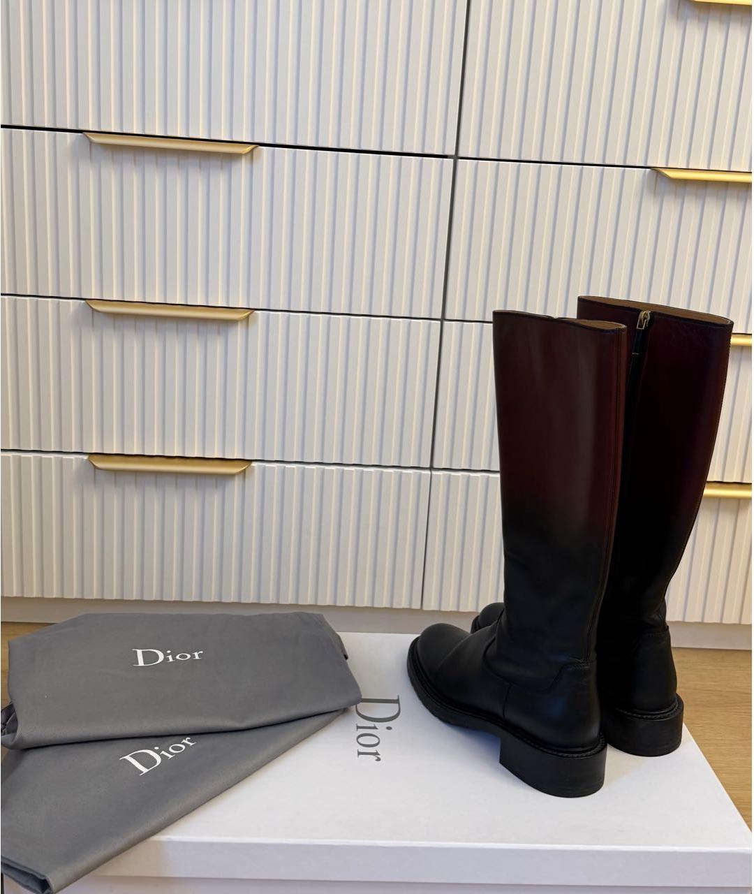 CHRISTIAN DIOR Черные кожаные сапоги, фото 3