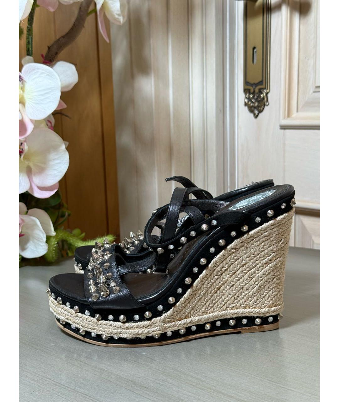 PHILIPP PLEIN Черные кожаные босоножки, фото 9