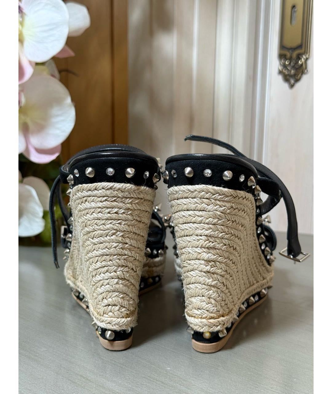 PHILIPP PLEIN Черные кожаные босоножки, фото 8