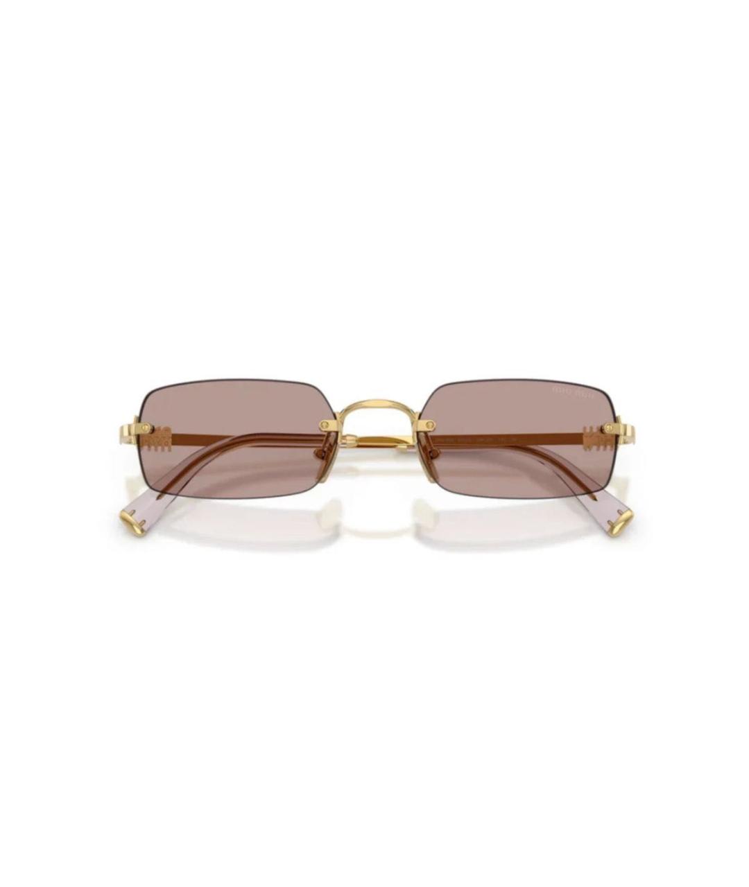 MIU MIU Золотые металлические солнцезащитные очки, фото 8