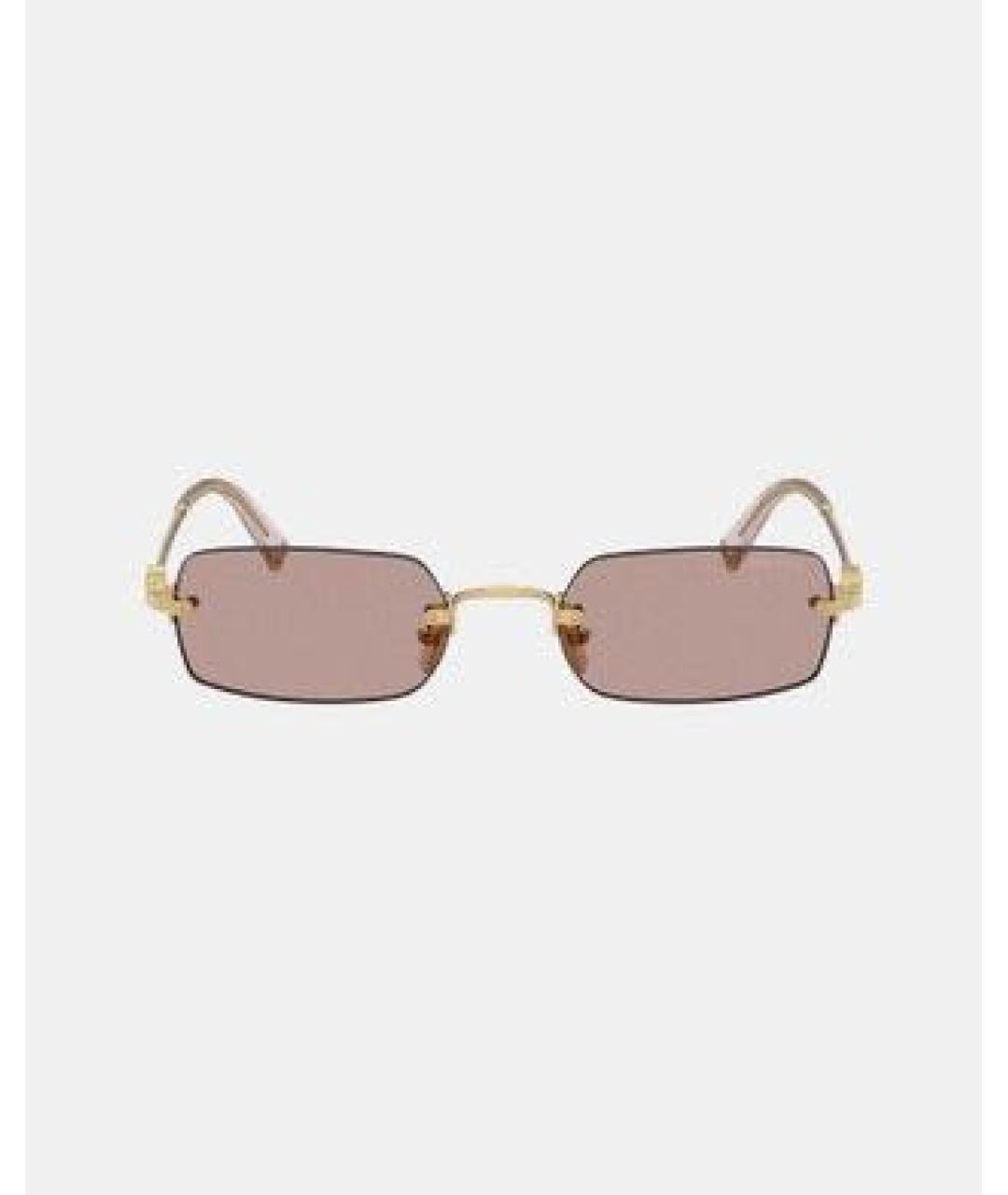 MIU MIU Золотые металлические солнцезащитные очки, фото 3