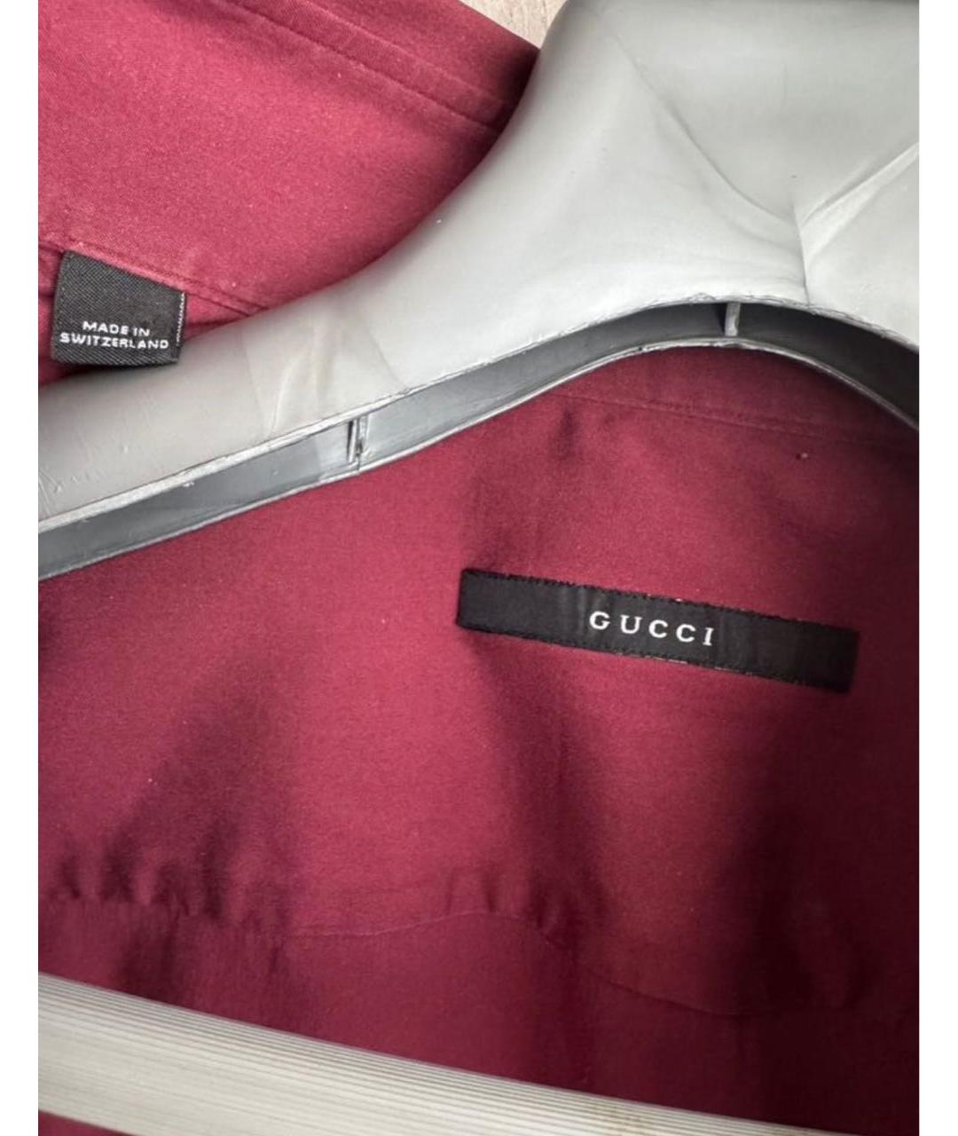 GUCCI Бордовая хлопковая классическая рубашка, фото 3