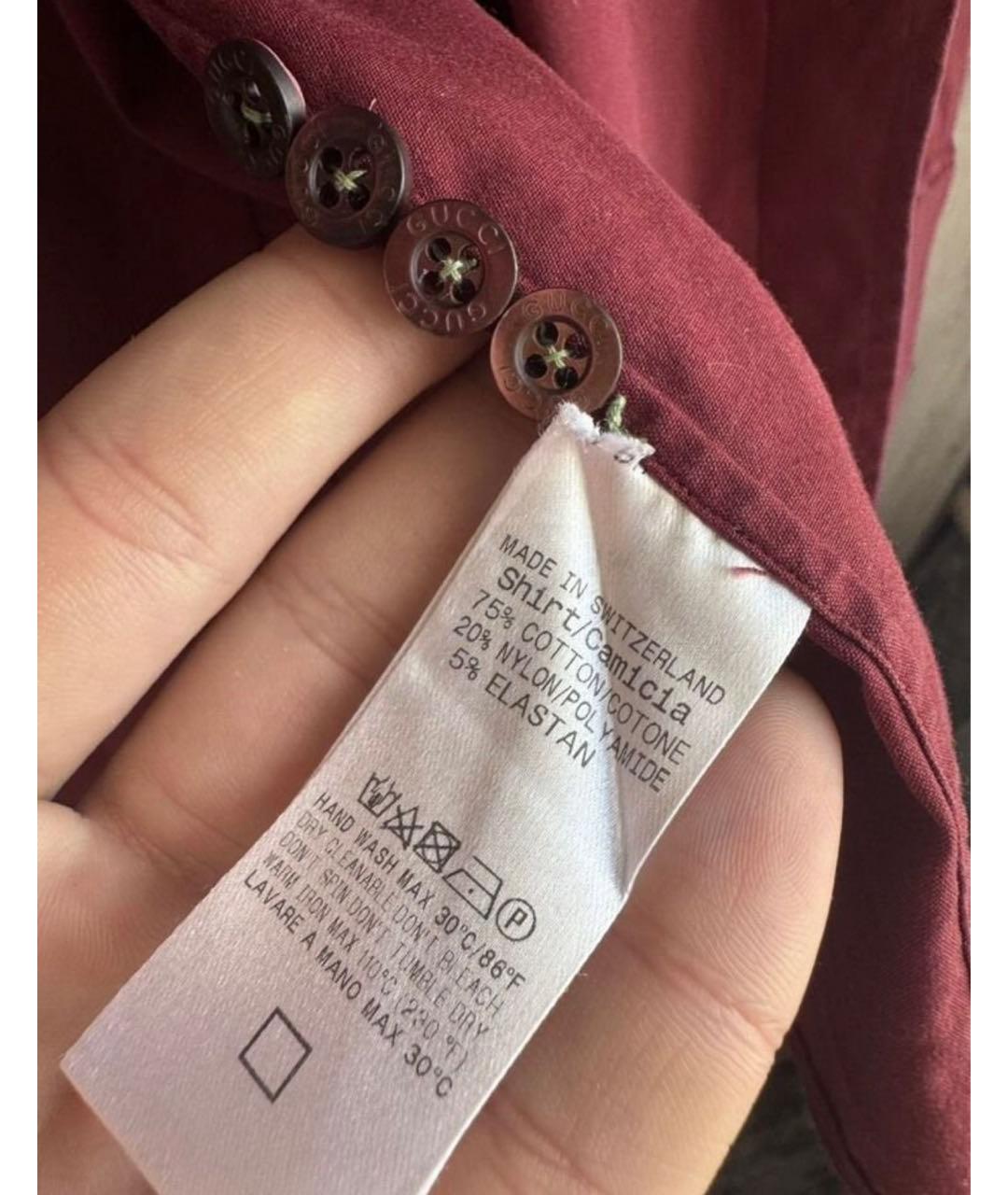 GUCCI Бордовая хлопковая классическая рубашка, фото 4