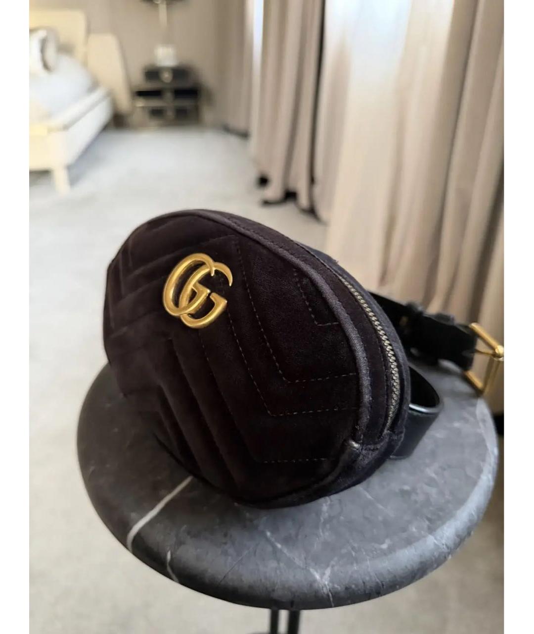 GUCCI Черная замшевая поясная сумка, фото 6