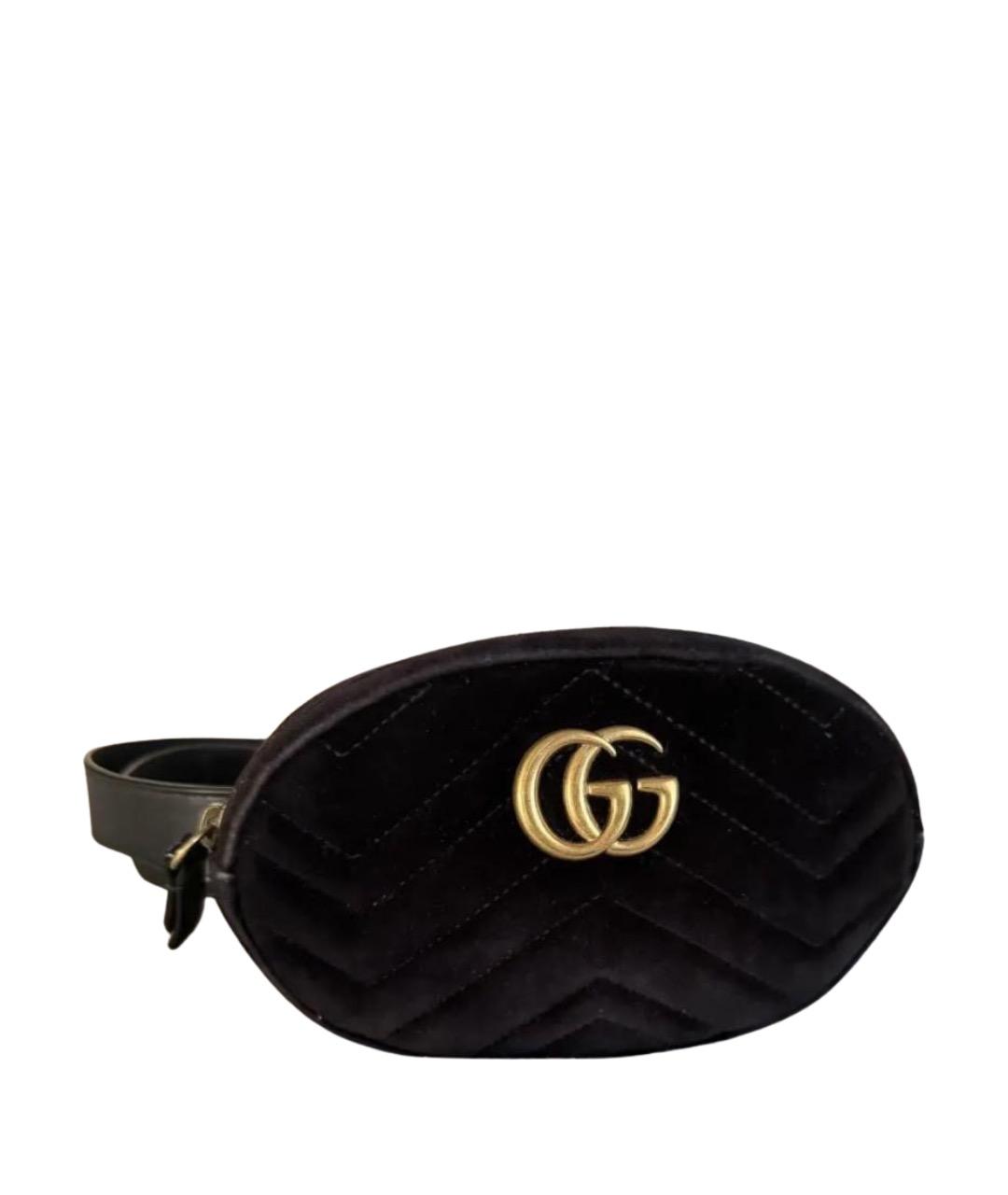 GUCCI Черная замшевая поясная сумка, фото 1