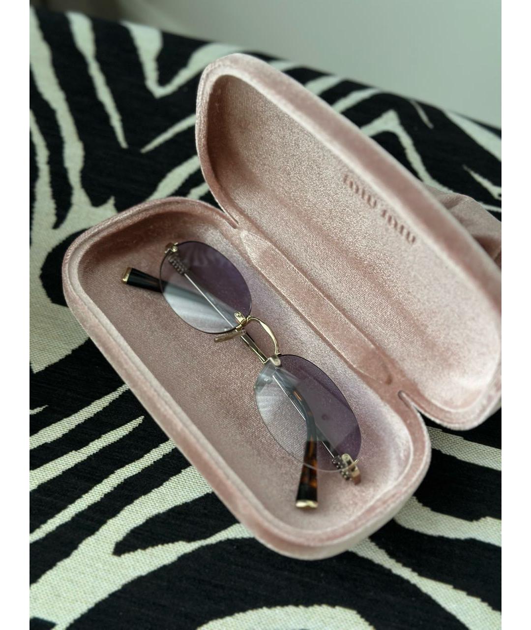 MIU MIU Золотые металлические солнцезащитные очки, фото 2