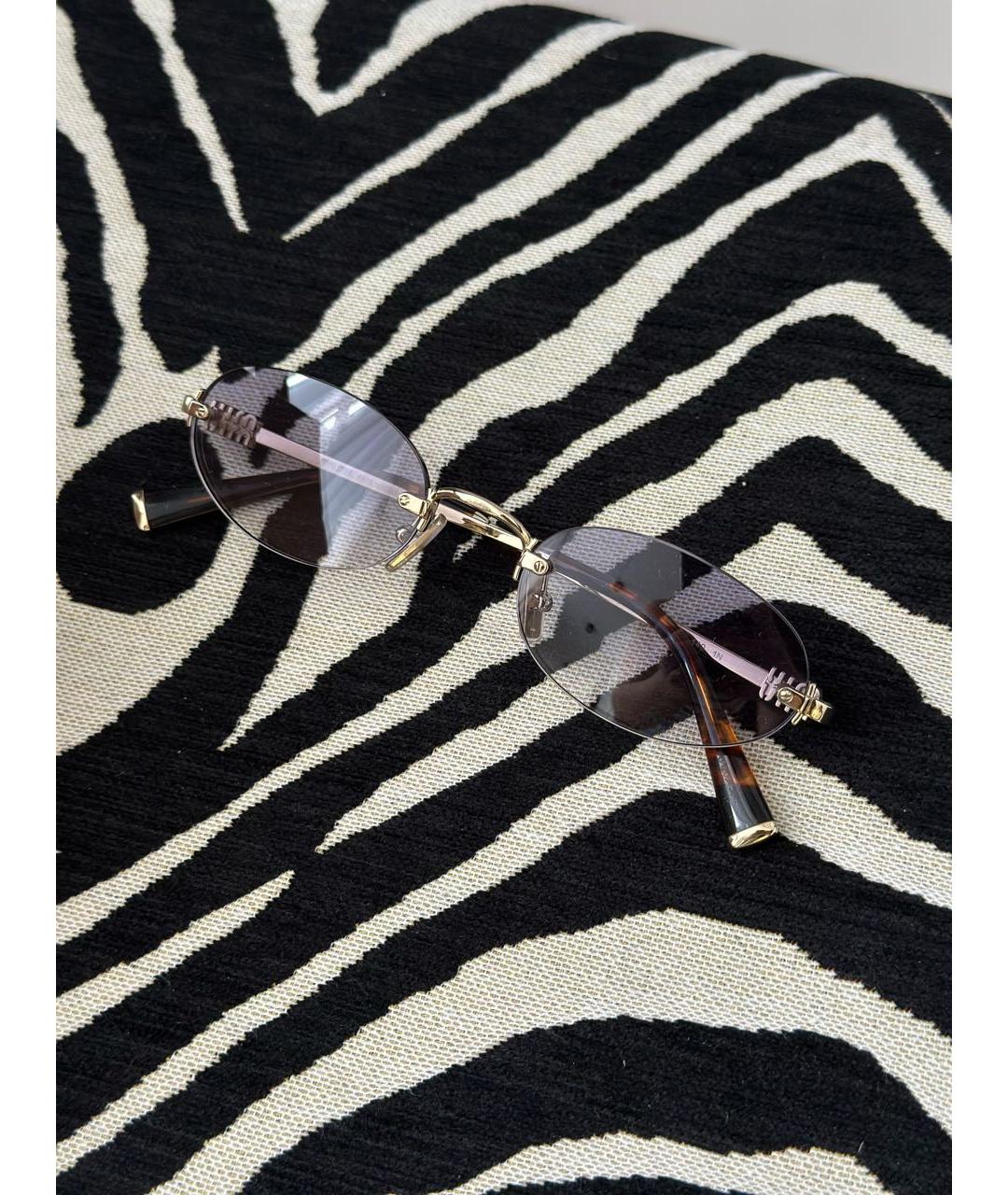 MIU MIU Золотые металлические солнцезащитные очки, фото 3
