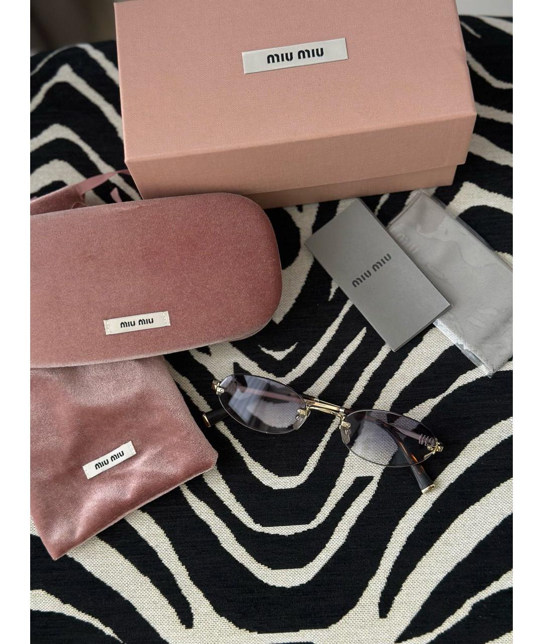 MIU MIU Золотые металлические солнцезащитные очки, фото 5