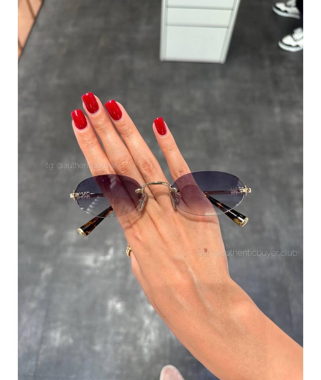 MIU MIU Золотые металлические солнцезащитные очки, фото 6