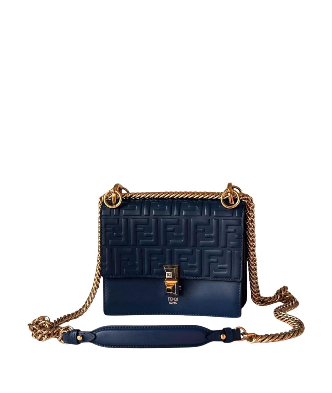 FENDI Темно-синяя кожаная сумка через плечо, фото 1