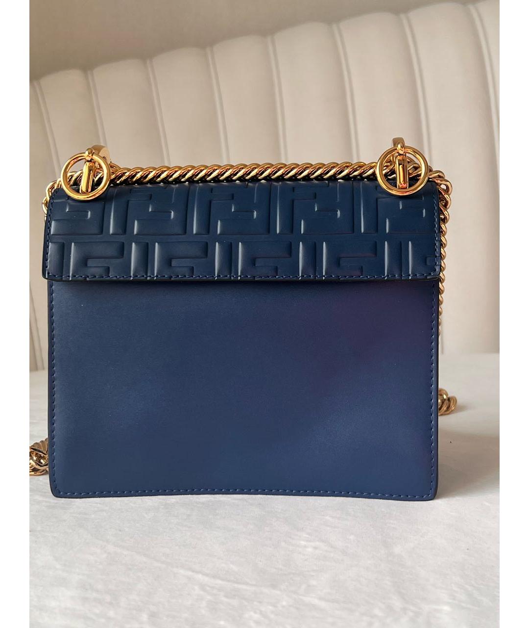 FENDI Темно-синяя кожаная сумка через плечо, фото 3