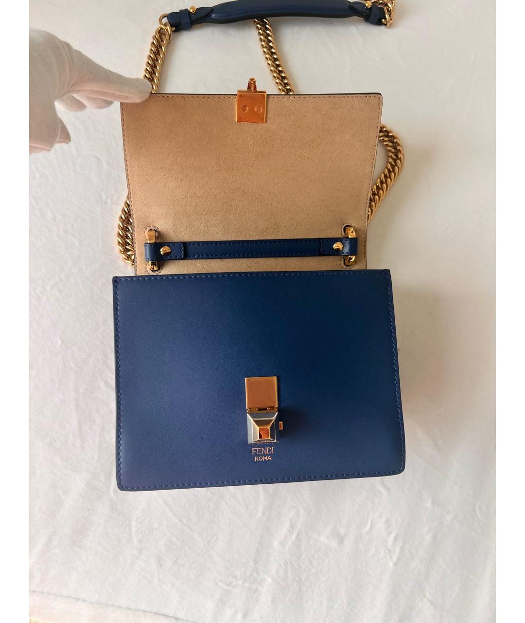 FENDI Темно-синяя кожаная сумка через плечо, фото 5