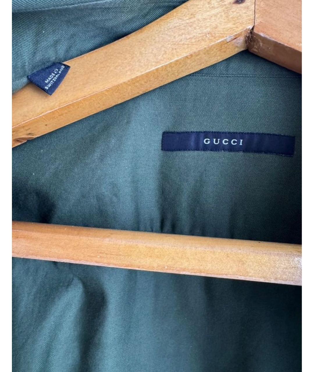 GUCCI Зеленая хлопковая классическая рубашка, фото 3