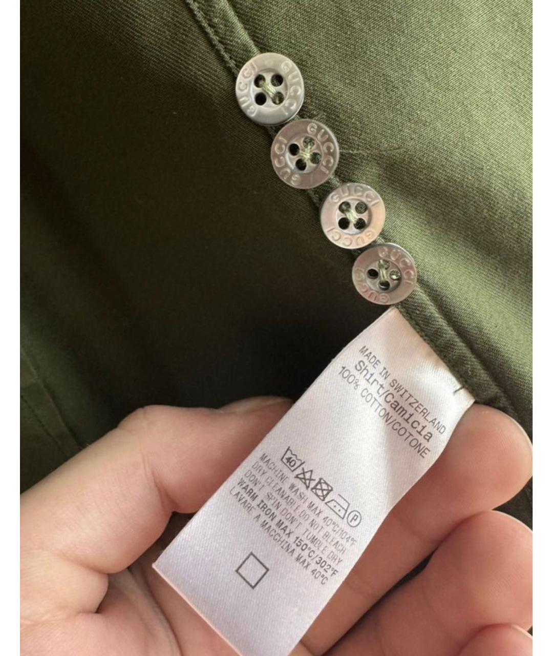 GUCCI Зеленая хлопковая классическая рубашка, фото 4