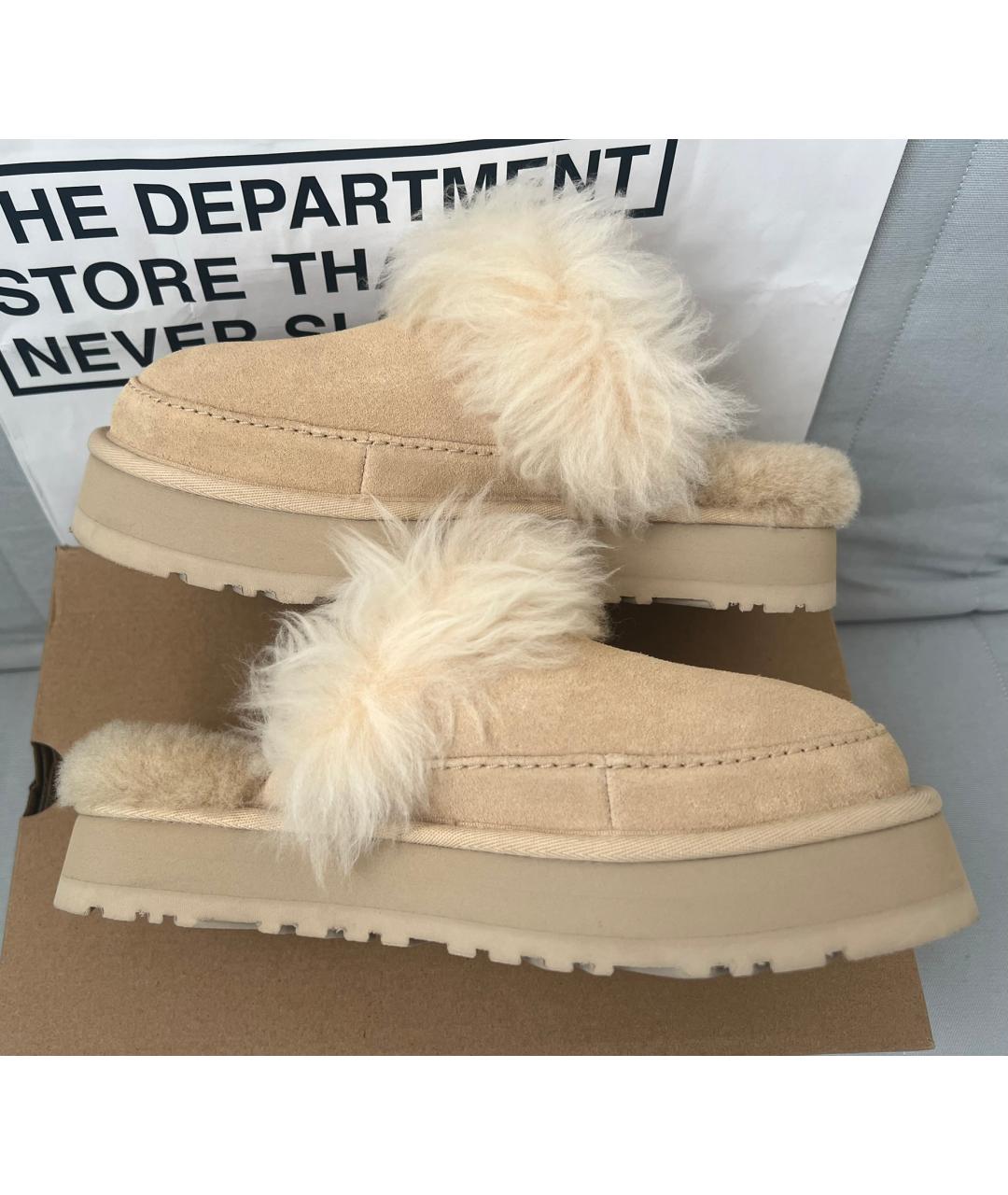 UGG AUSTRALIA Бежевые замшевые сабо, фото 10