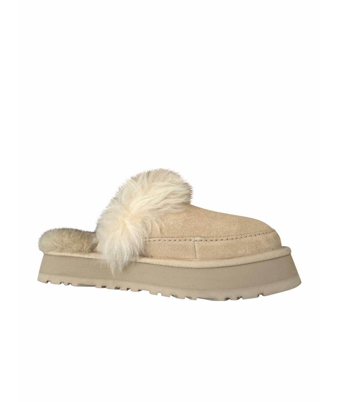 UGG AUSTRALIA Бежевые замшевые сабо, фото 1