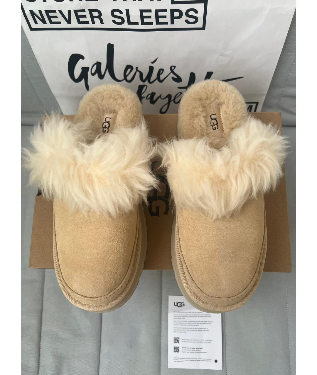 UGG AUSTRALIA Бежевые замшевые сабо, фото 3
