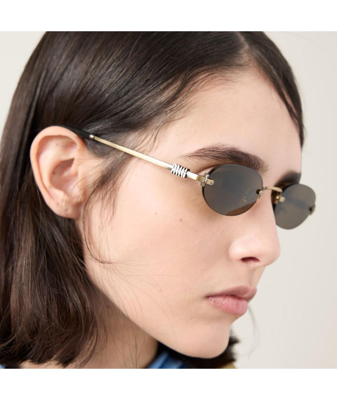 MIU MIU Серебряные металлические солнцезащитные очки, фото 8