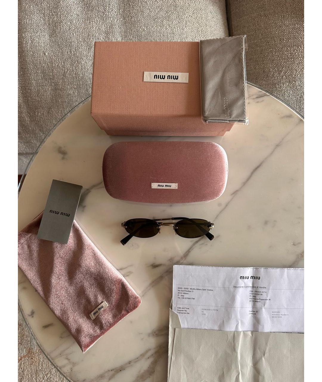 MIU MIU Серебряные металлические солнцезащитные очки, фото 4