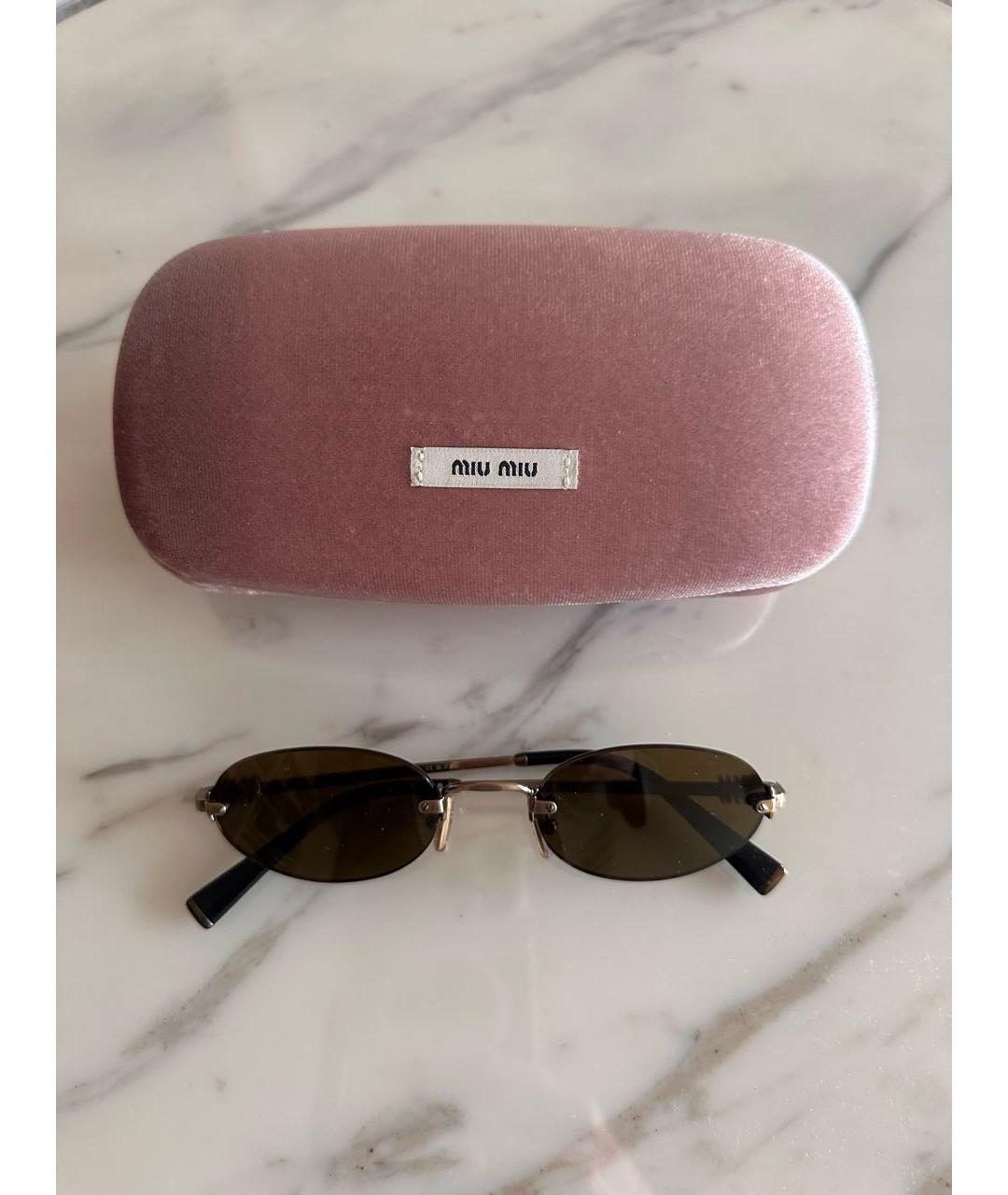 MIU MIU Серебряные металлические солнцезащитные очки, фото 3