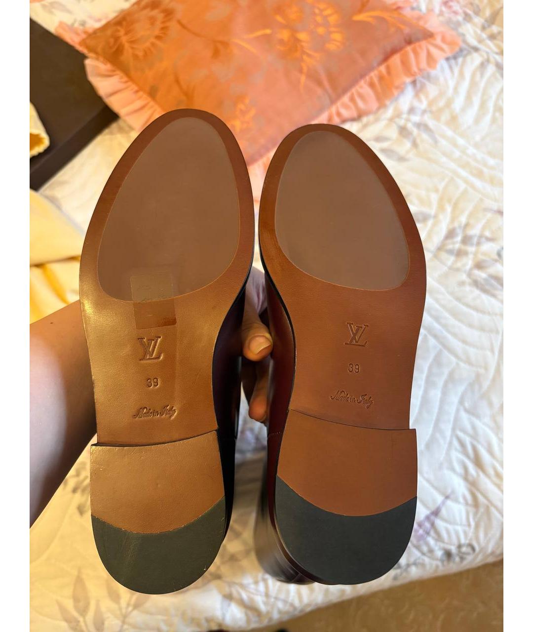 LOUIS VUITTON Бордовые кожаные сапоги, фото 5