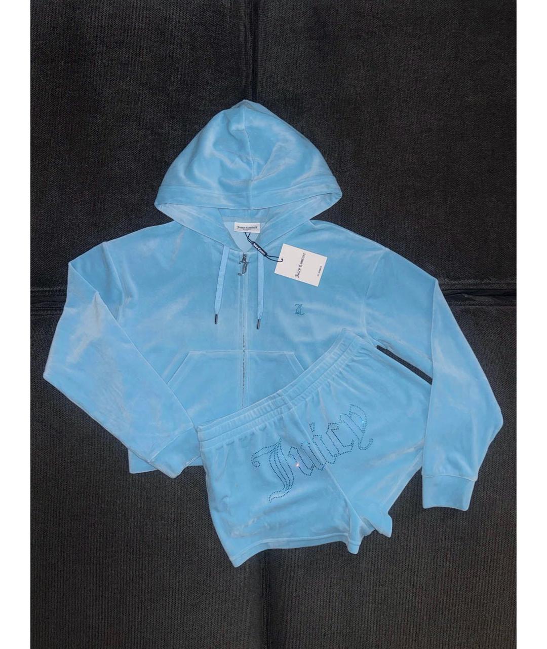 JUICY COUTURE Голубой велюровый костюм с брюками, фото 3