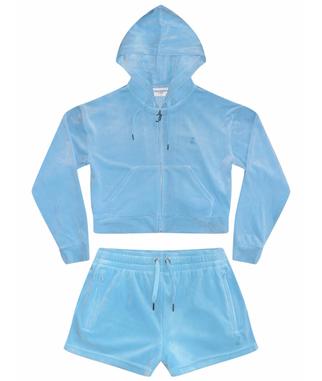 JUICY COUTURE Голубой велюровый костюм с брюками, фото 1