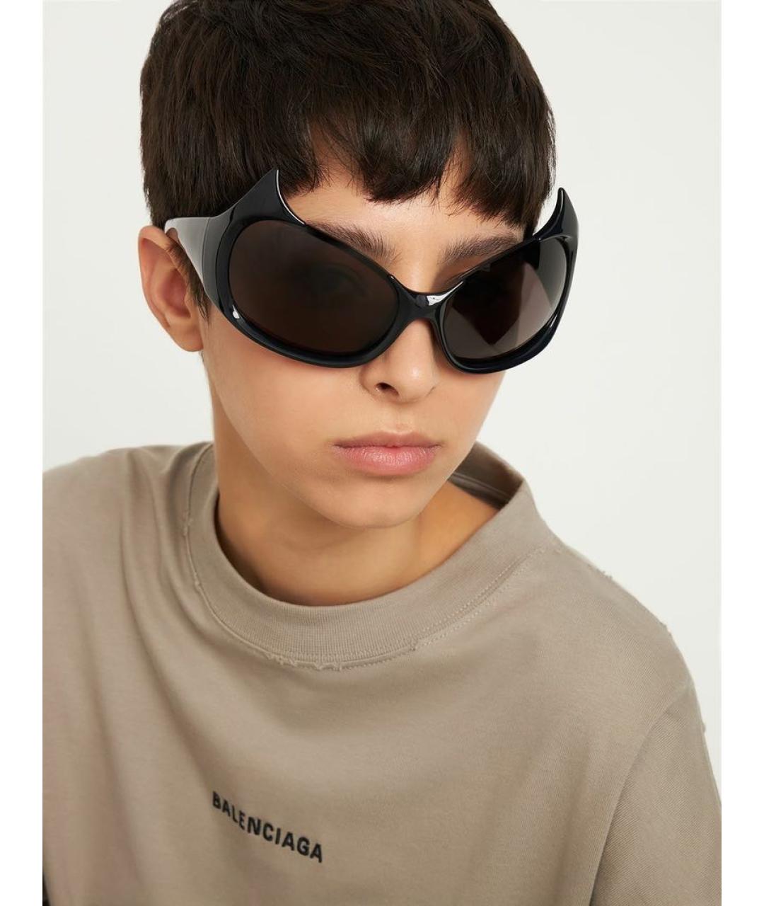 BALENCIAGA Черные пластиковые солнцезащитные очки, фото 3