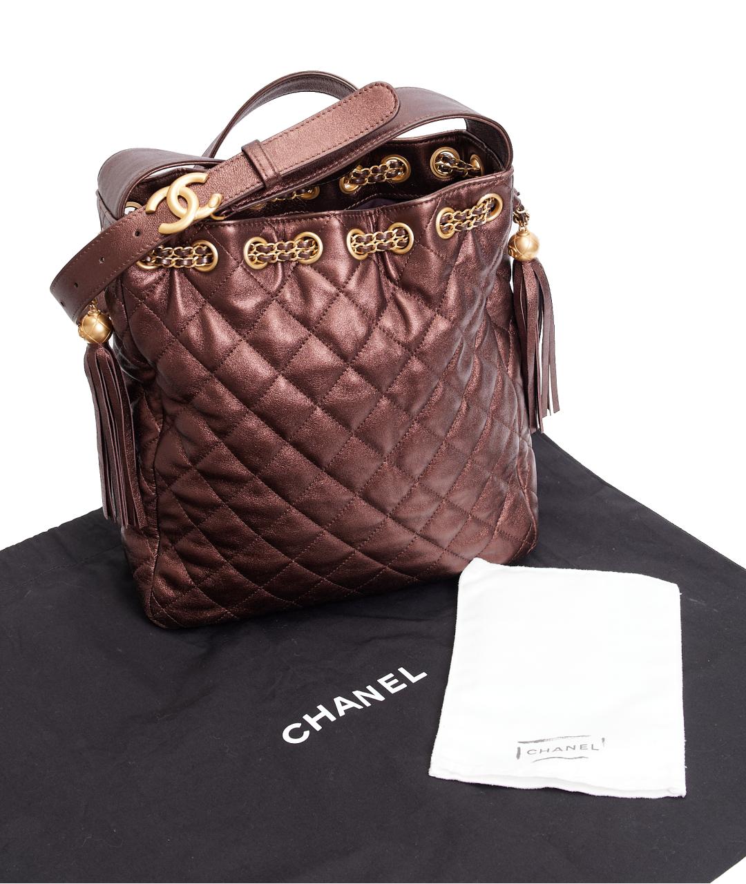 CHANEL Коричневая кожаная сумка через плечо, фото 4
