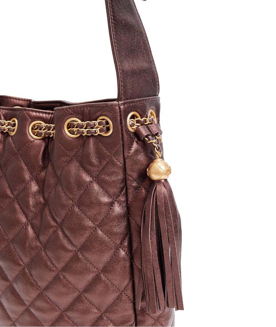 CHANEL Коричневая кожаная сумка через плечо, фото 5