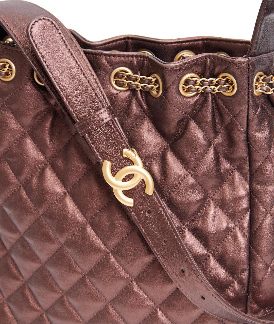 CHANEL Коричневая кожаная сумка через плечо, фото 8