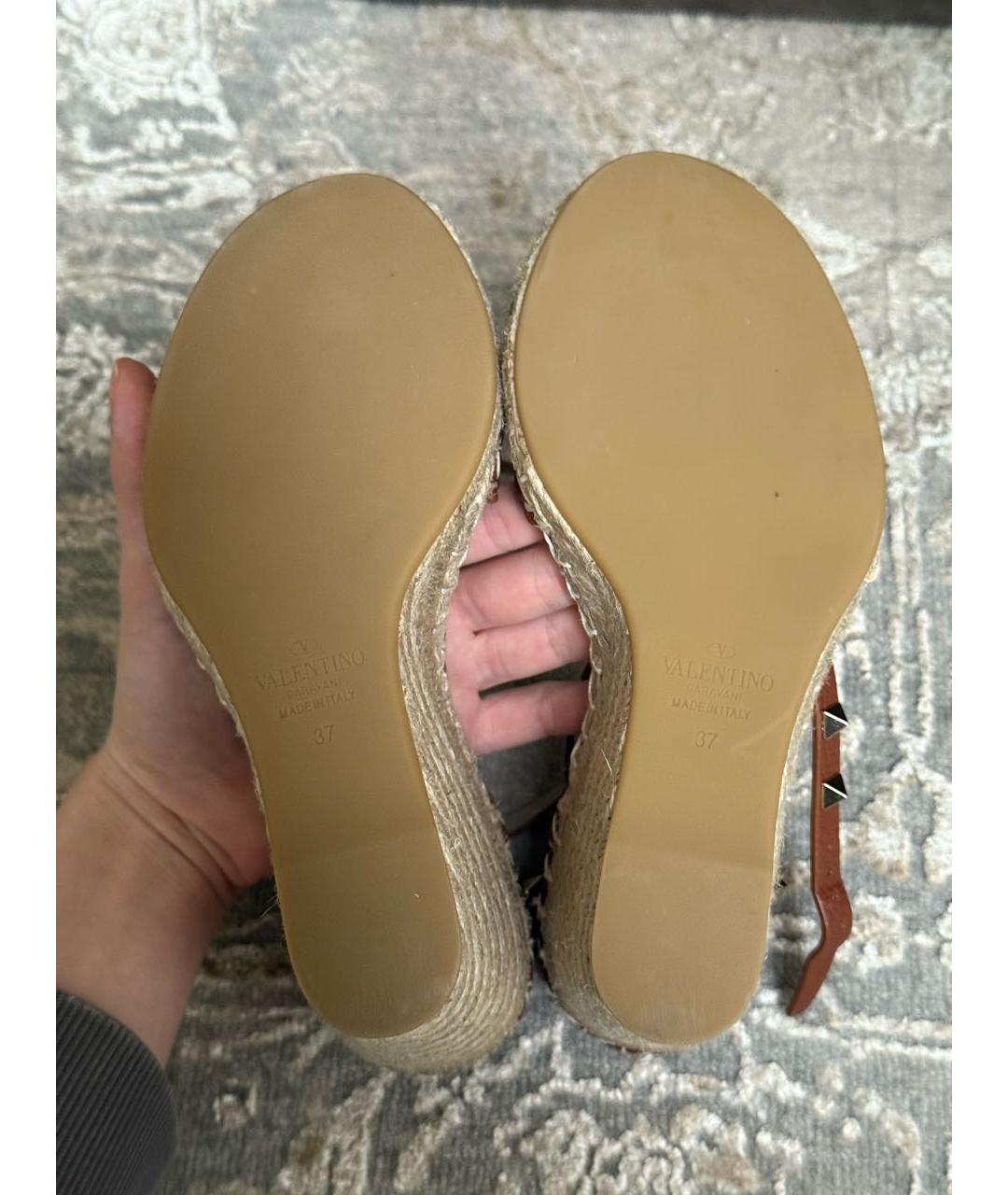 VALENTINO Коричневые кожаные босоножки, фото 5