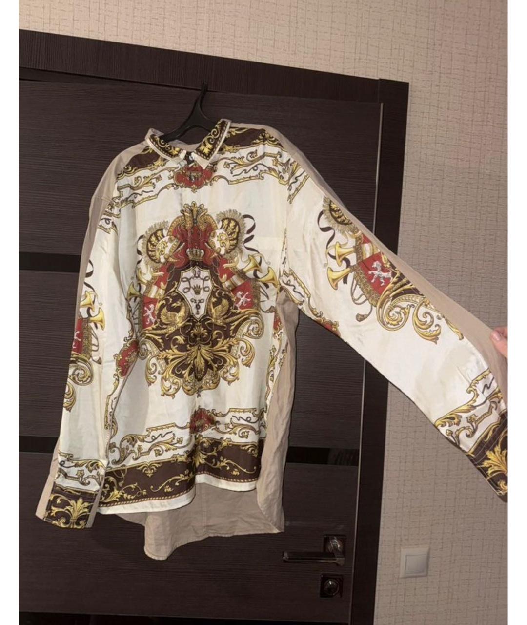 DOLCE&GABBANA Бежевая хлопко-шелковая кэжуал рубашка, фото 5