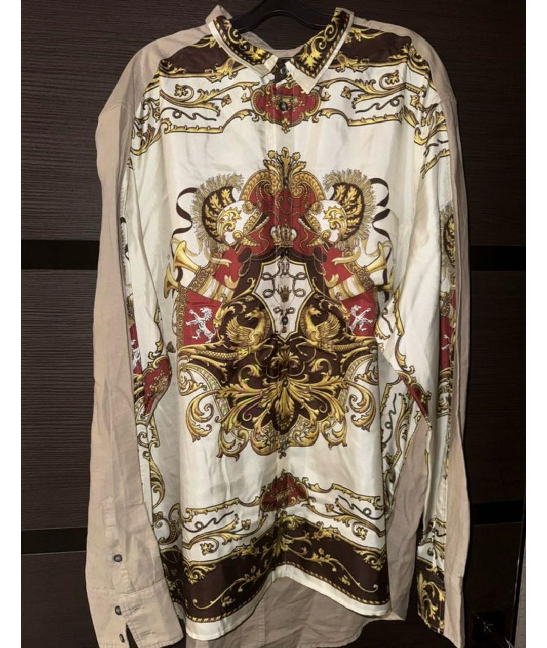 DOLCE&GABBANA Бежевая хлопко-шелковая кэжуал рубашка, фото 7