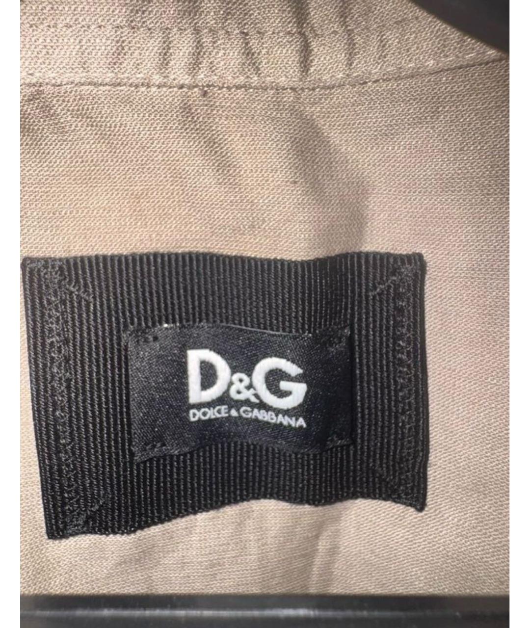 DOLCE&GABBANA Бежевая хлопко-шелковая кэжуал рубашка, фото 3