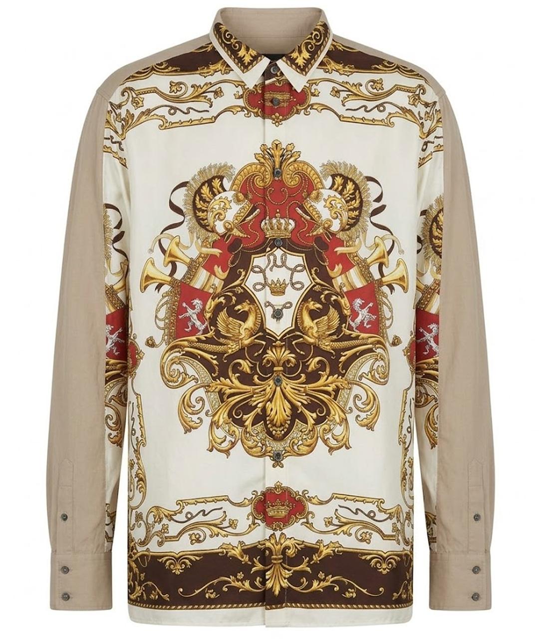 DOLCE&GABBANA Бежевая хлопко-шелковая кэжуал рубашка, фото 1