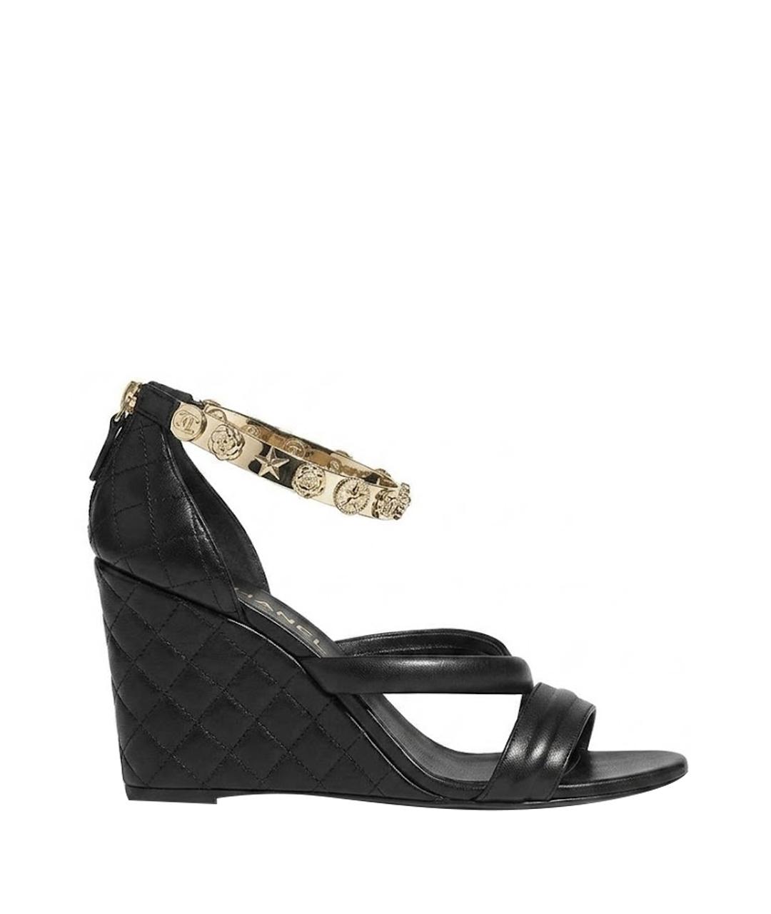 CHANEL Черные кожаные босоножки, фото 1