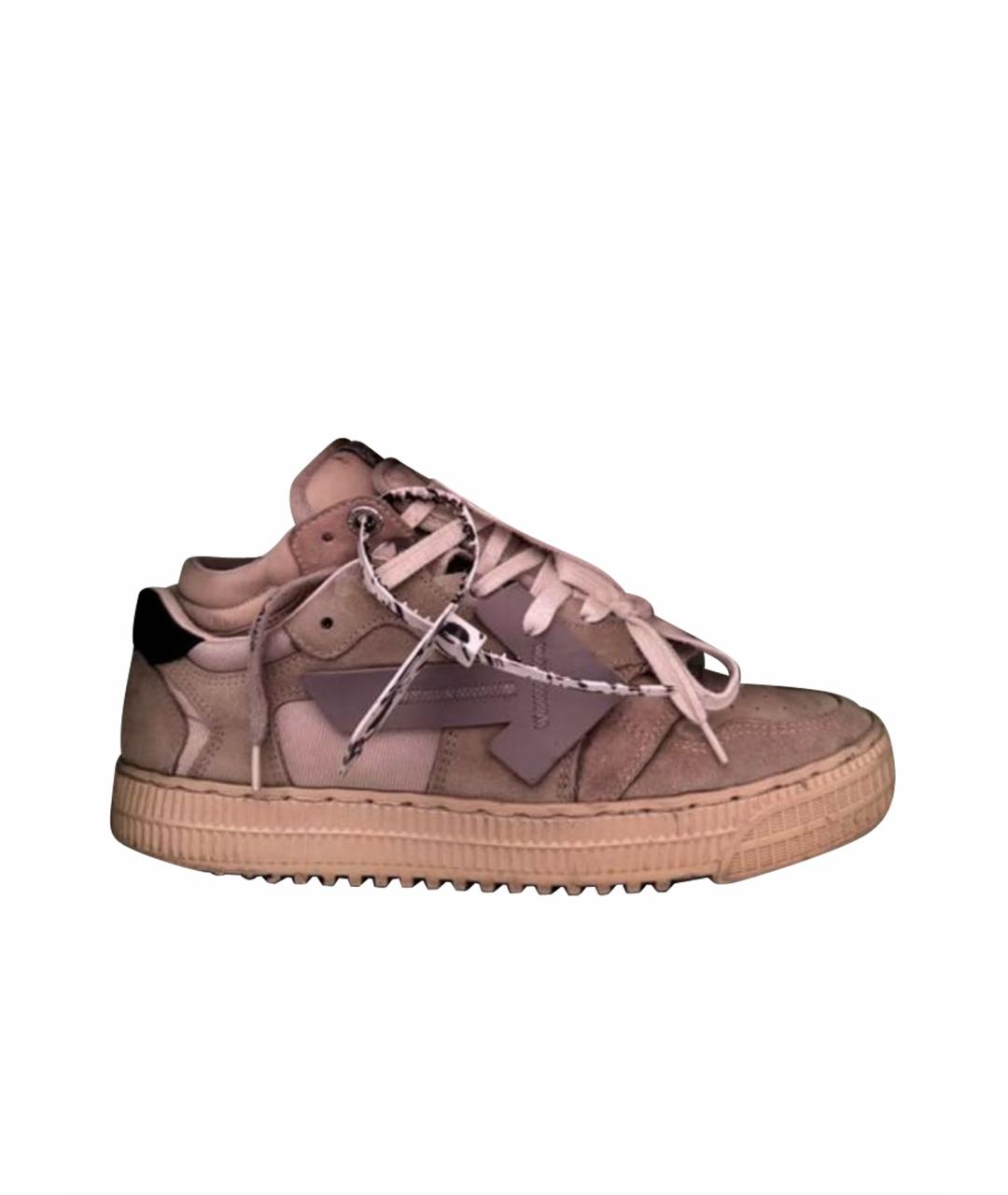 OFF-WHITE Бежевые замшевые низкие кроссовки / кеды, фото 1
