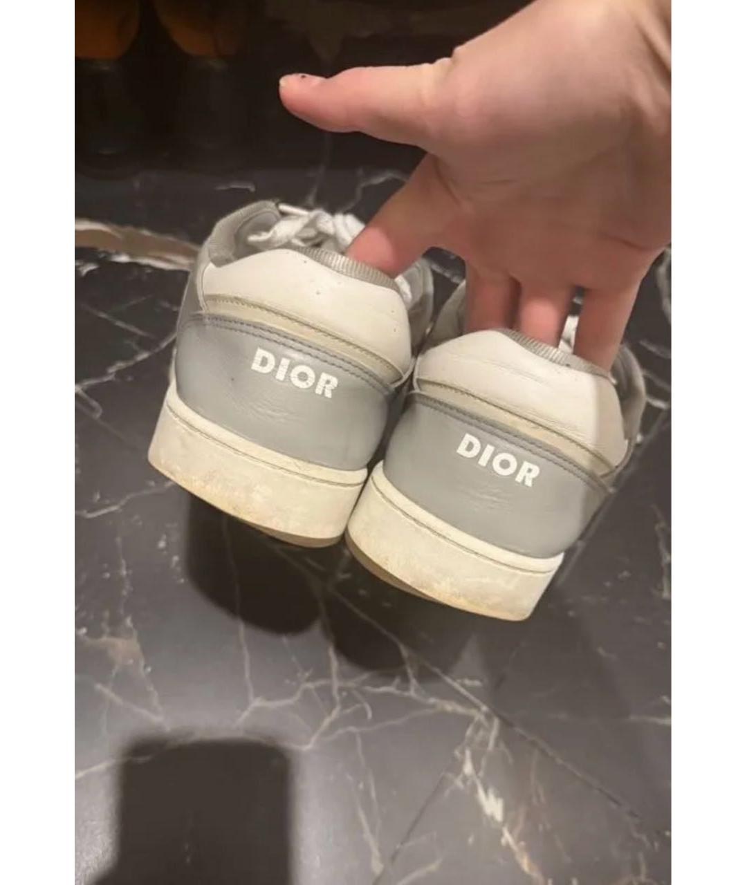 CHRISTIAN DIOR Серые кожаные низкие кроссовки / кеды, фото 3