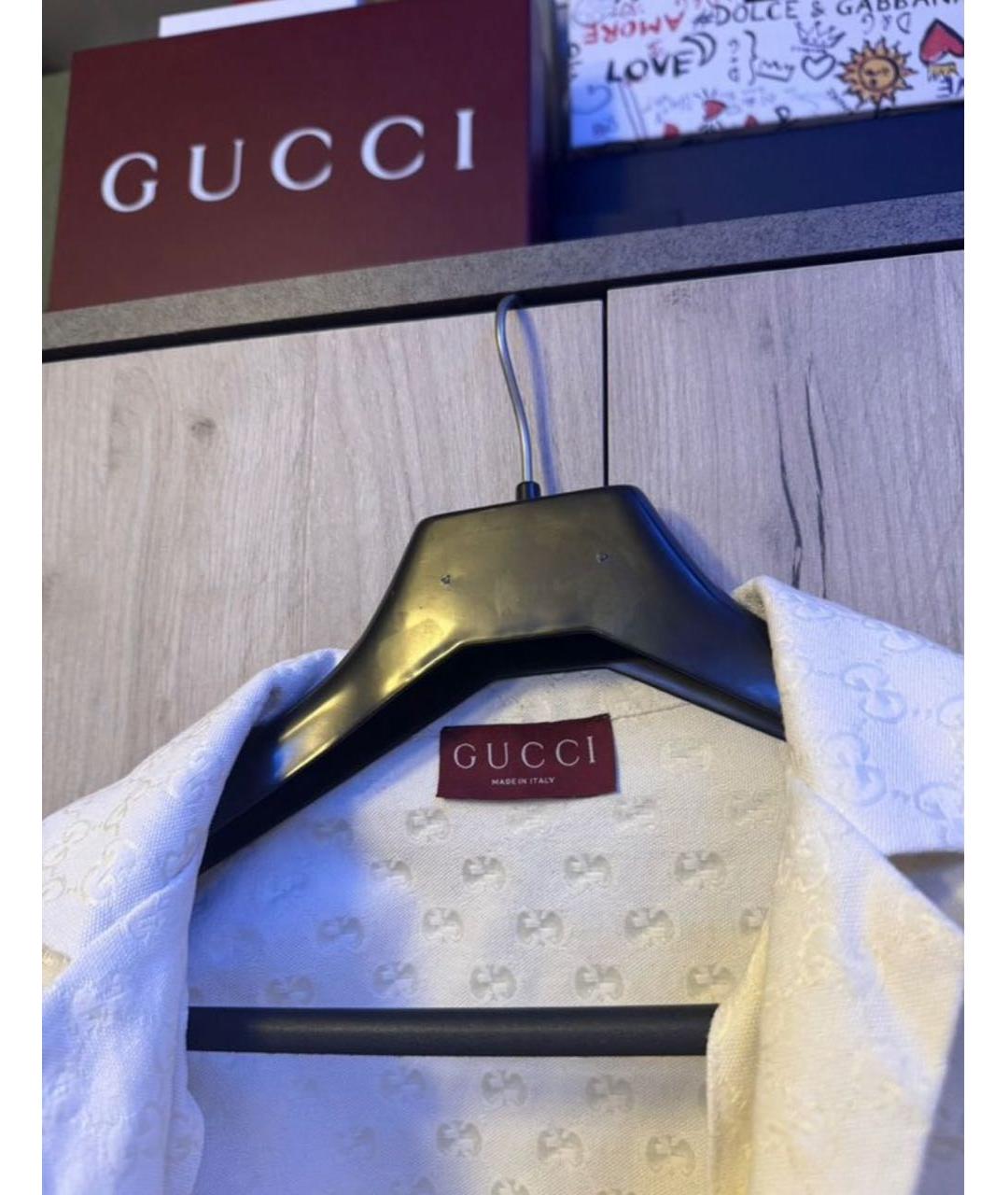 GUCCI Белая хлопко-шерстяная кэжуал рубашка, фото 3