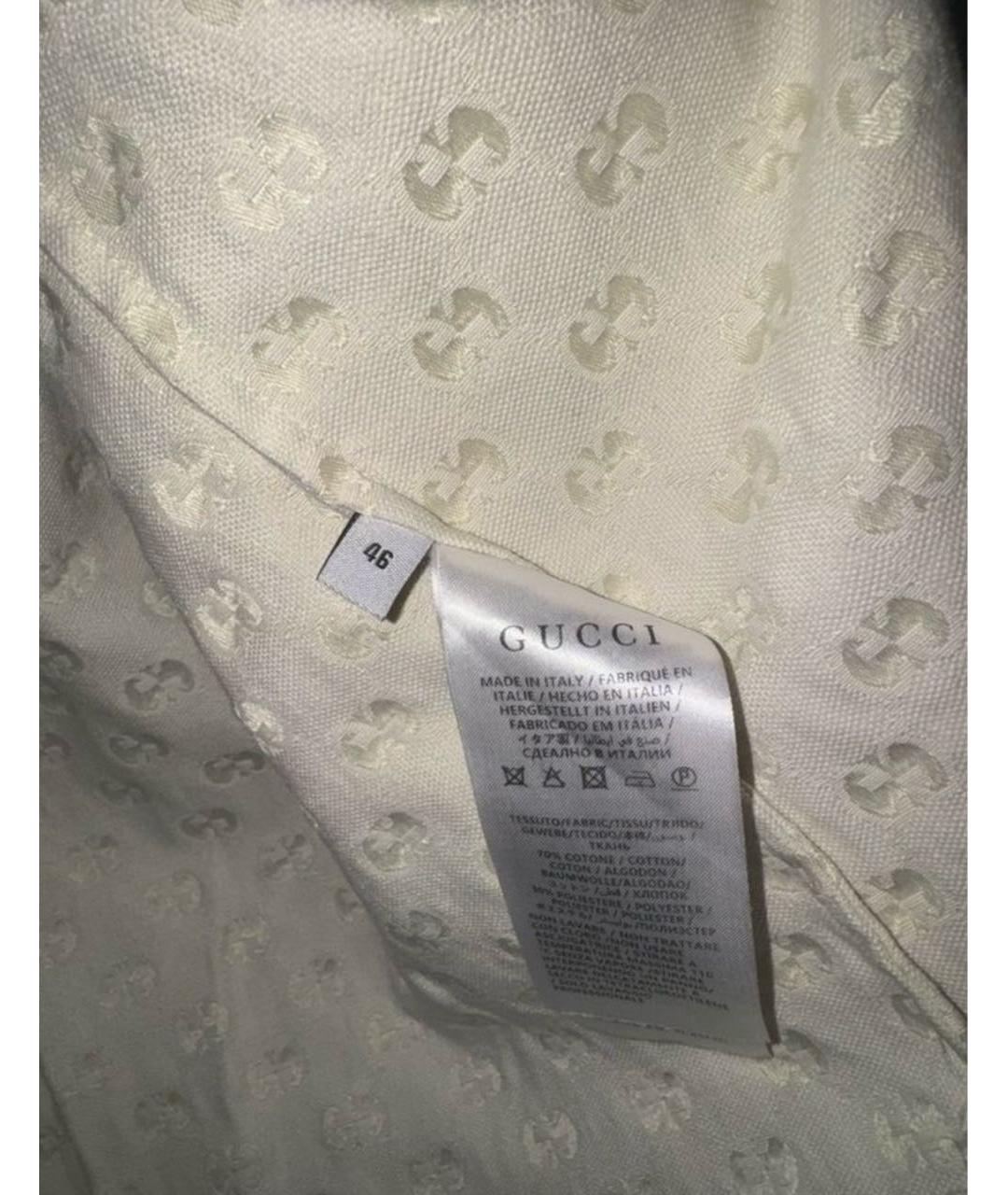 GUCCI Белая хлопко-шерстяная кэжуал рубашка, фото 5