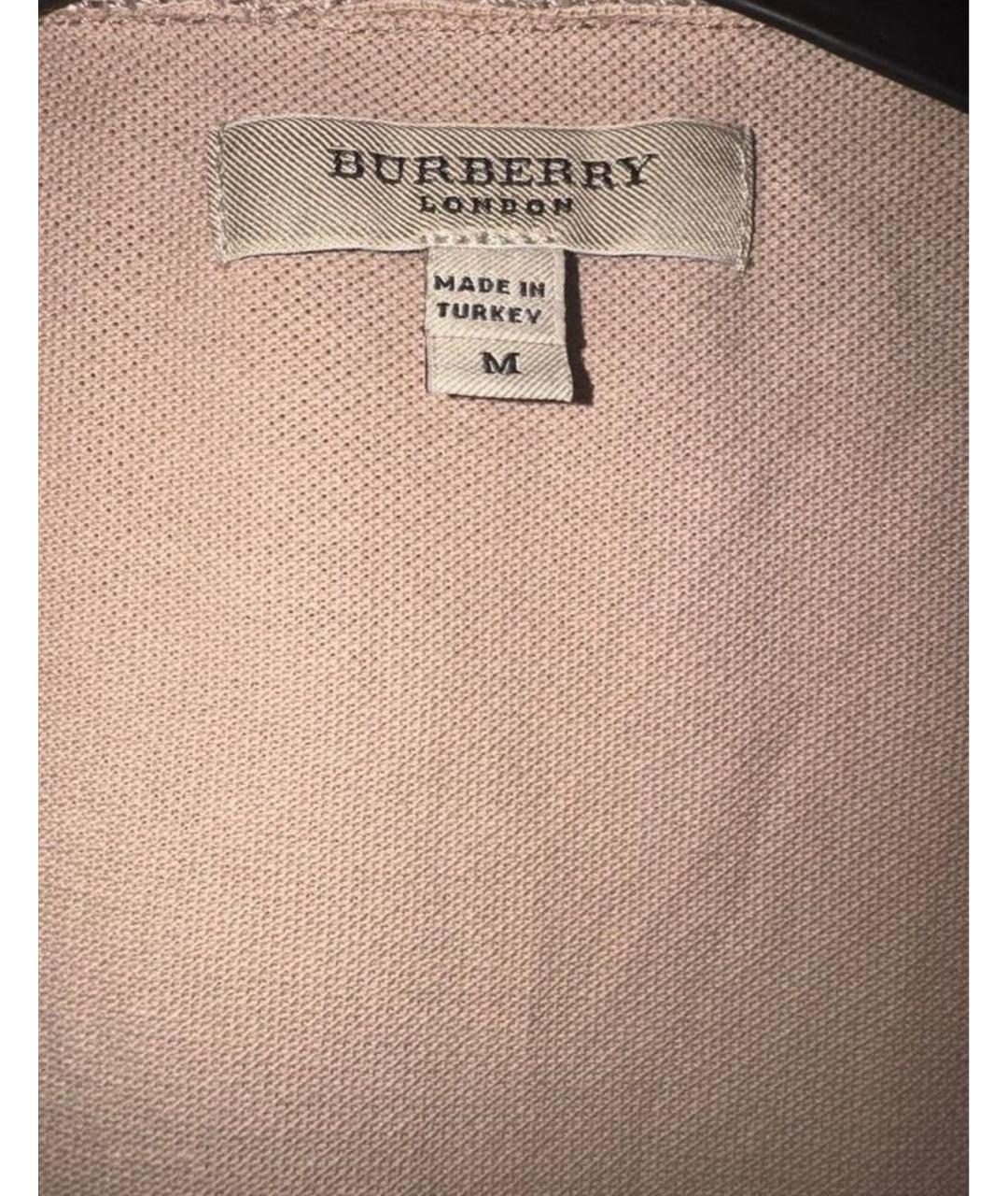 BURBERRY Бежевое хлопковое поло с коротким рукавом, фото 4