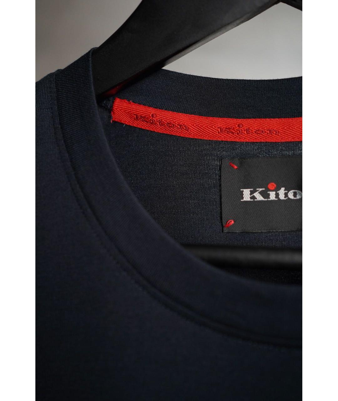 KITON Темно-синяя хлопковая футболка, фото 5