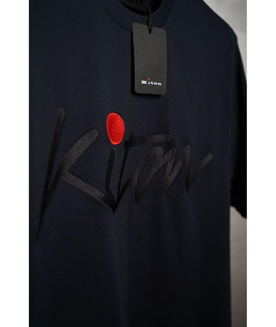 KITON Темно-синяя хлопковая футболка, фото 3
