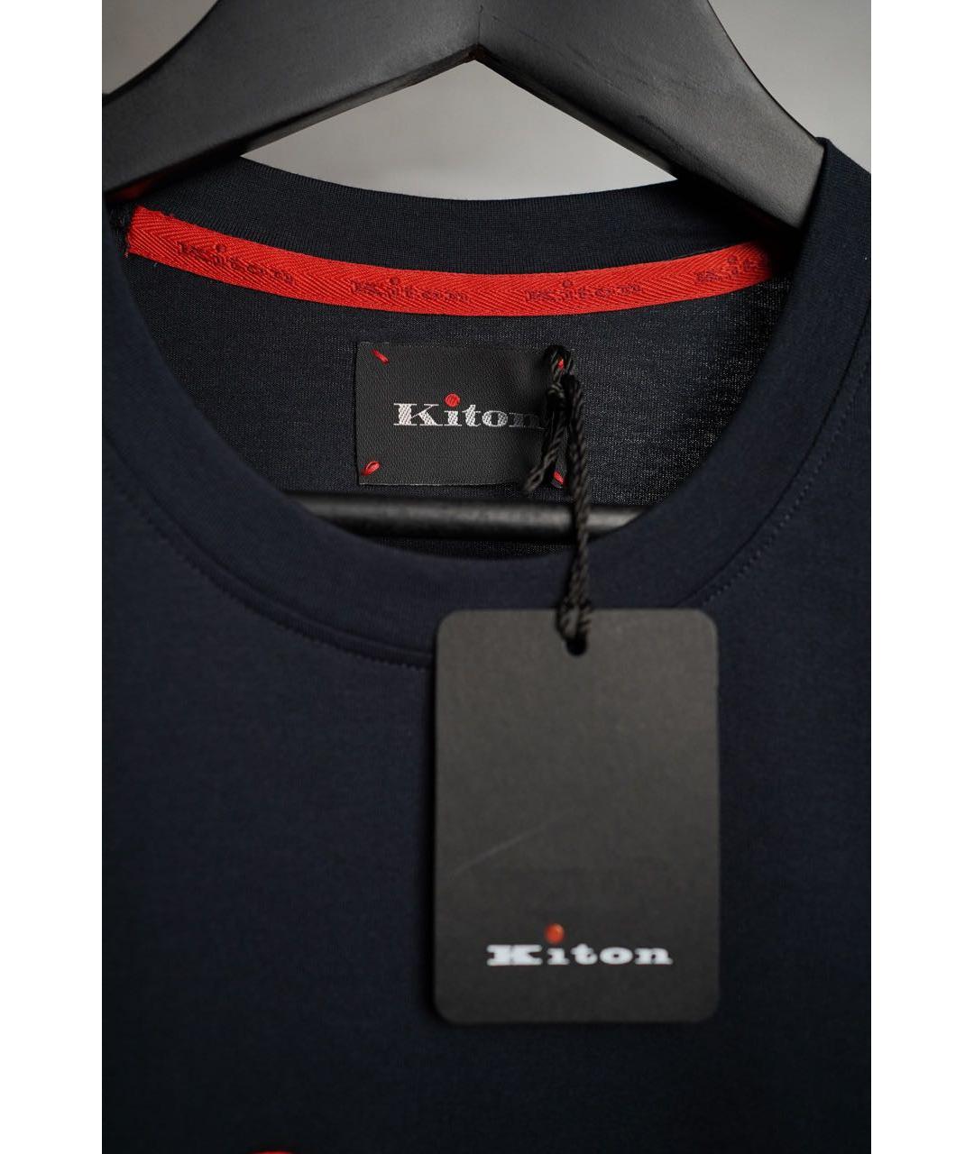 KITON Темно-синяя хлопковая футболка, фото 6
