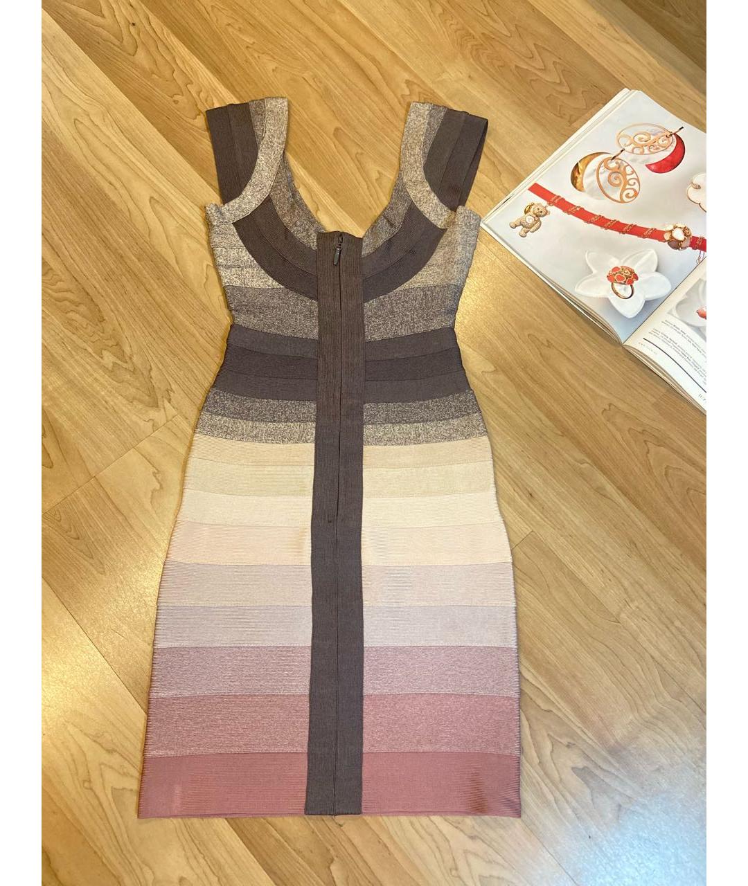 HERVE LEGER Мульти вискозное коктейльное платье, фото 8