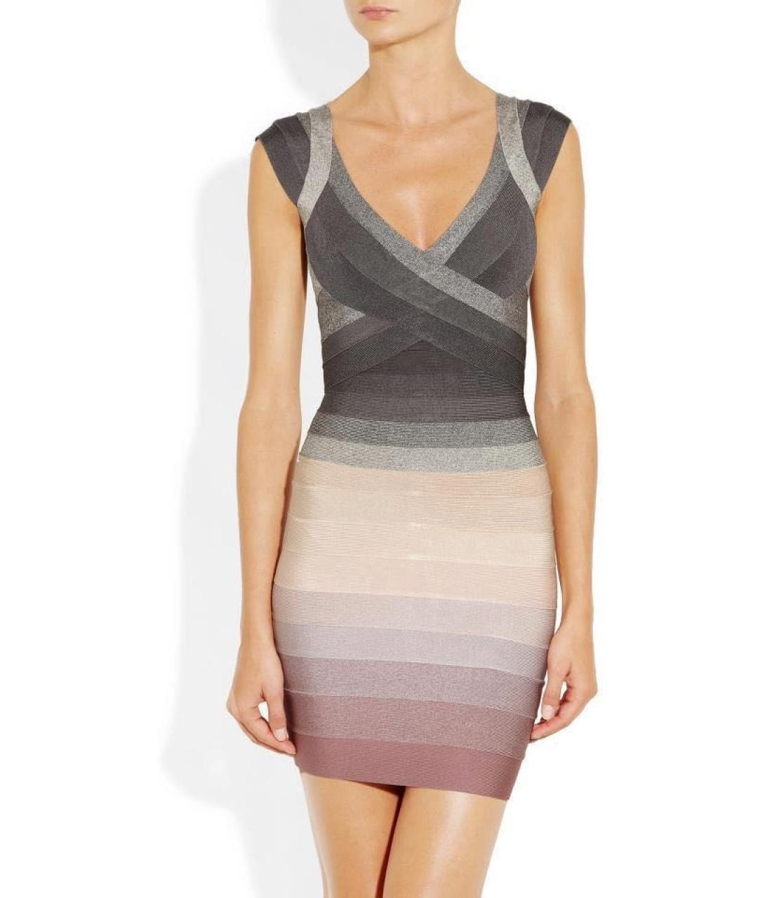 HERVE LEGER Мульти вискозное коктейльное платье, фото 6
