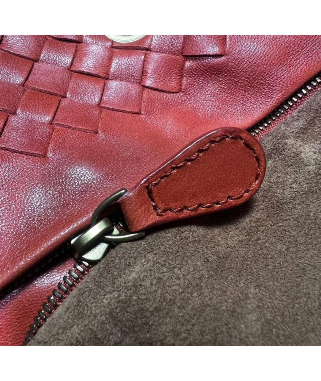 BOTTEGA VENETA Красная кожаная сумка с короткими ручками, фото 6